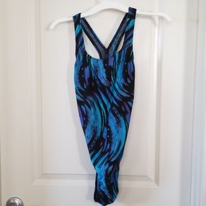 Blue one piece swimsuit